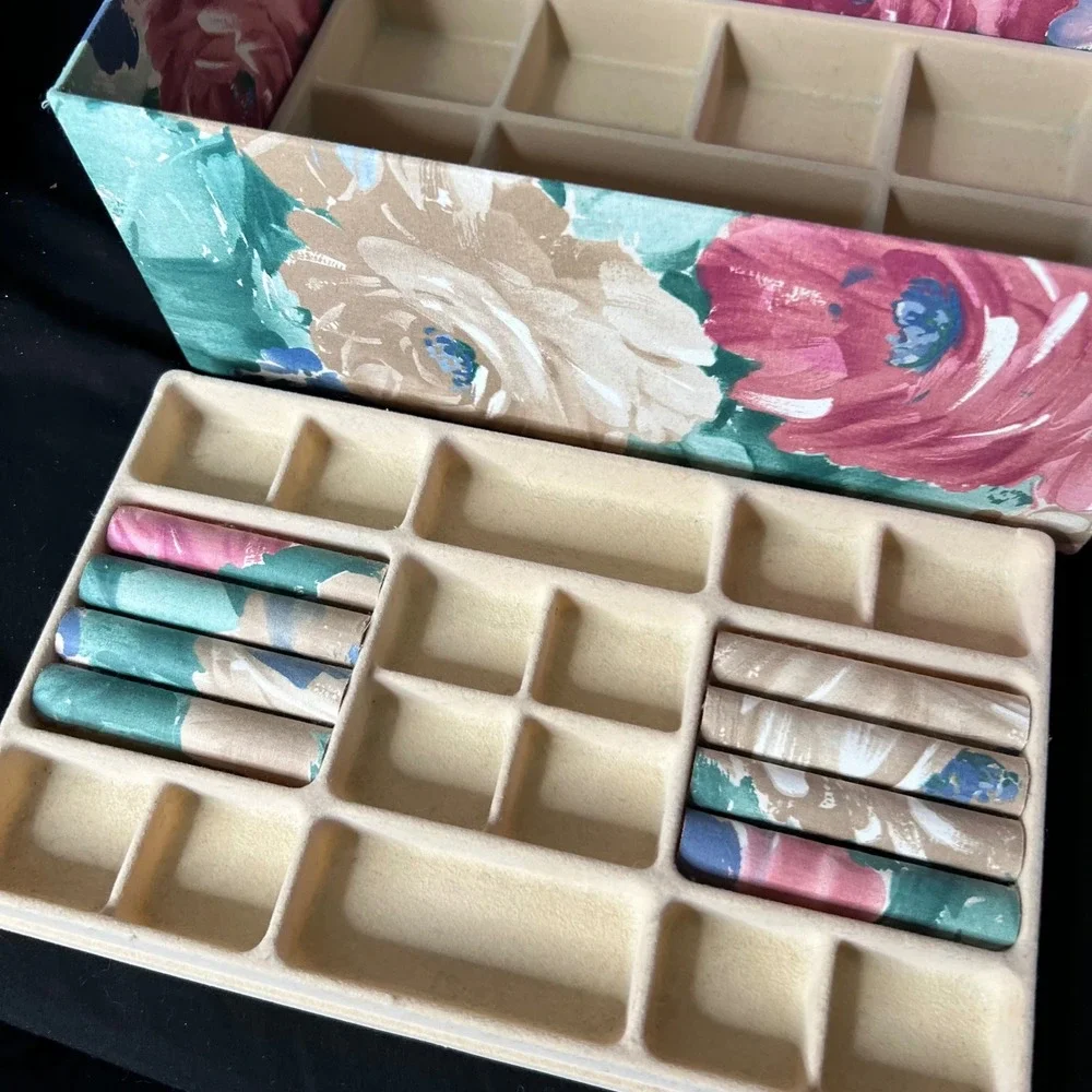 Vintage Floral Fabric Covered Jewelry Box \ Cottagecore Grandma